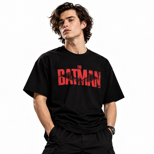 Men’s Black Cotton Batman Graphic T-Shirt