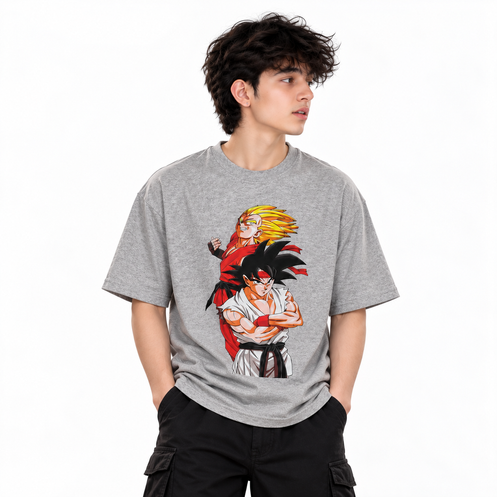 Men’s Grey Anime Graphic T-Shirt