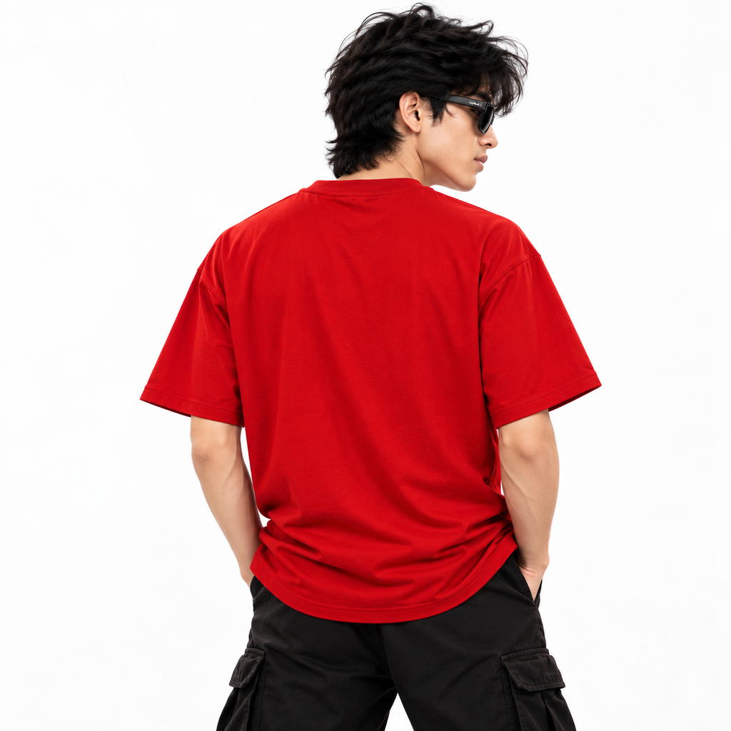 Men’s Red Cotton Money Graphic T-Shirt