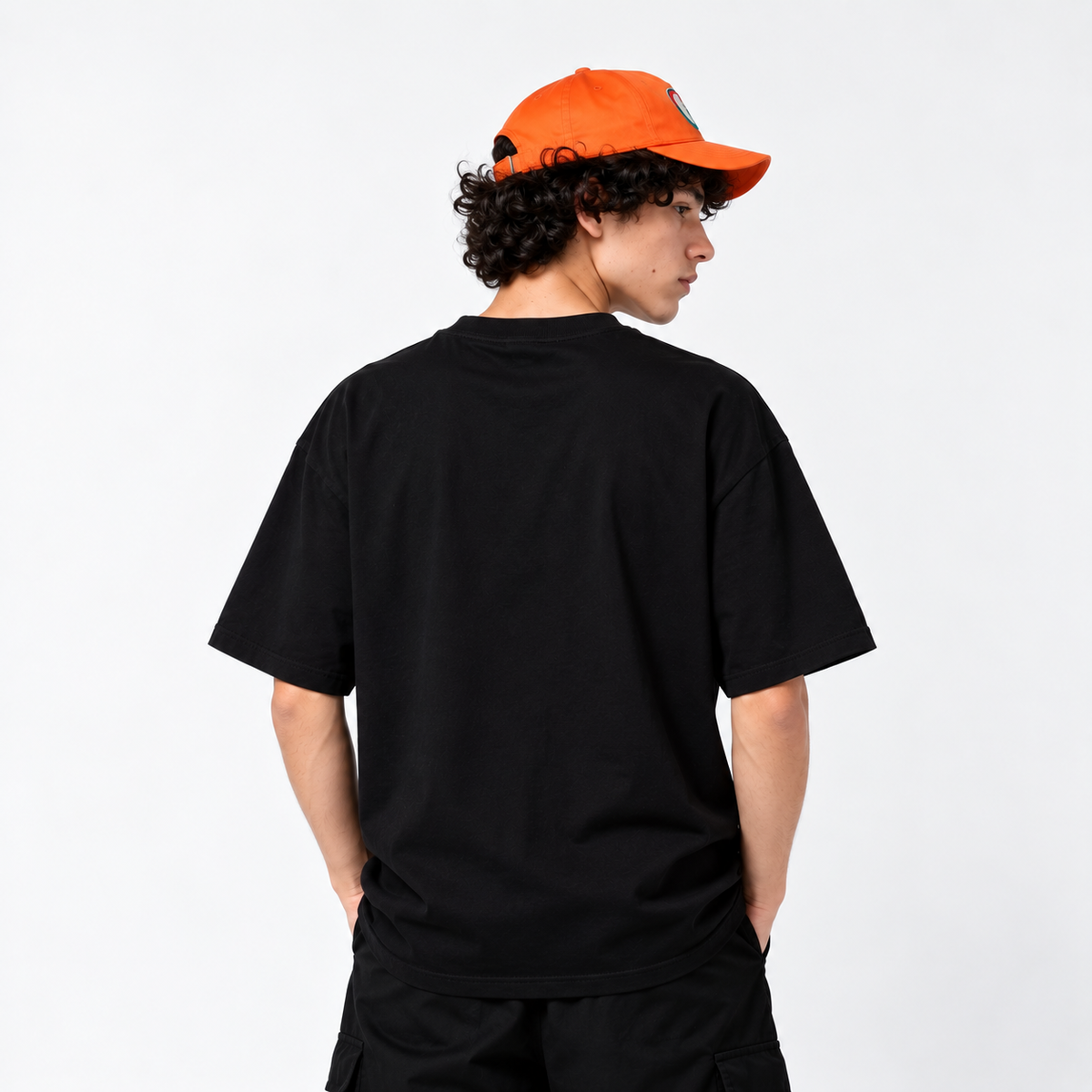 Men’s Black Cotton T-Shirt with Red Spider Graphic