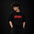 Men’s Black Cotton Graphic T-Shirt with Red Drip Print
