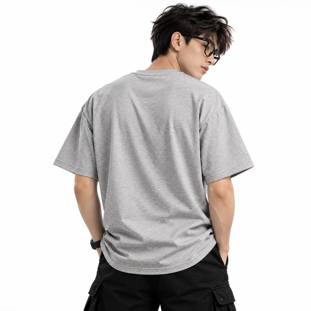 Men’s Light Grey Cotton Warrior Graphic T-Shirt
